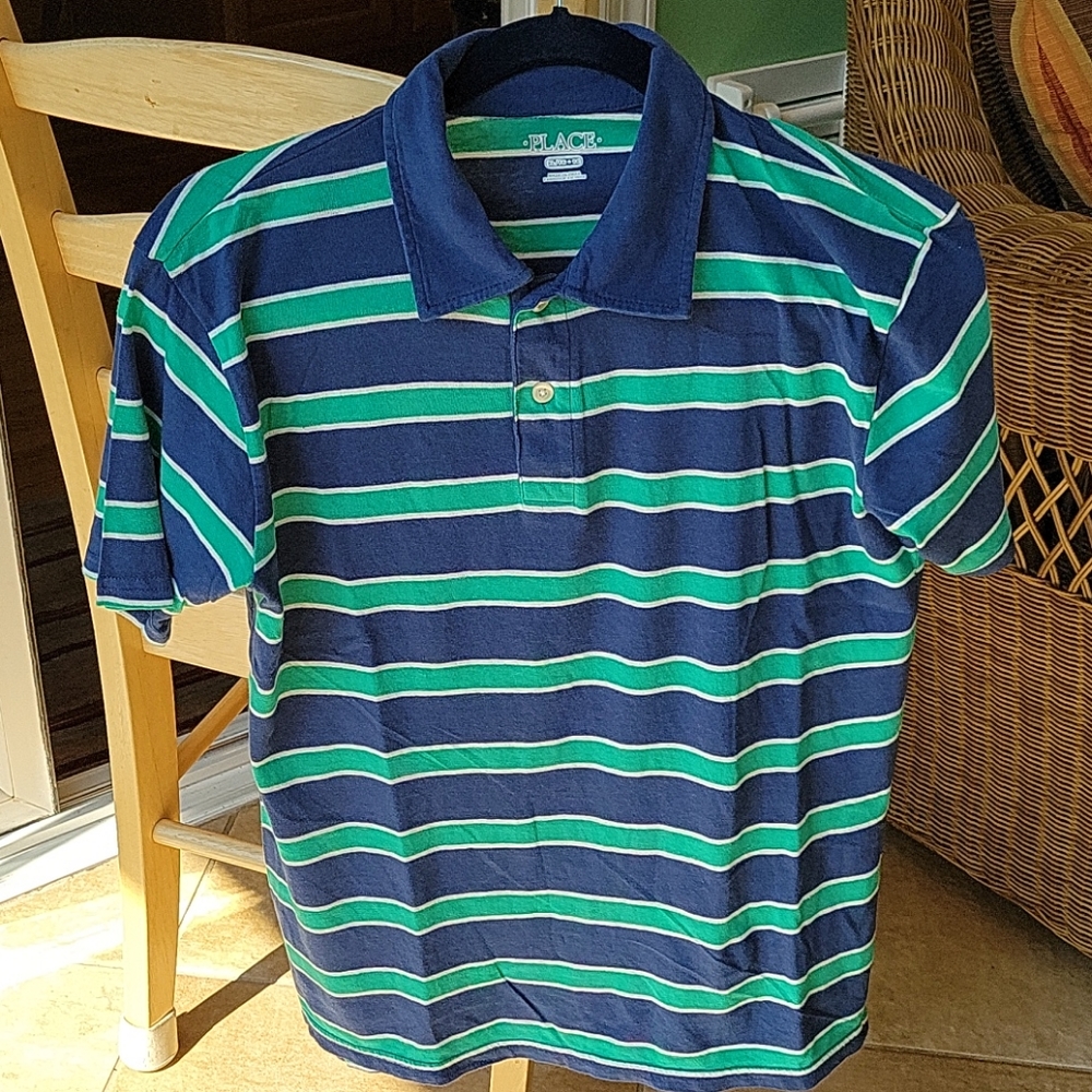 Childrens place navy striped polo xl/14